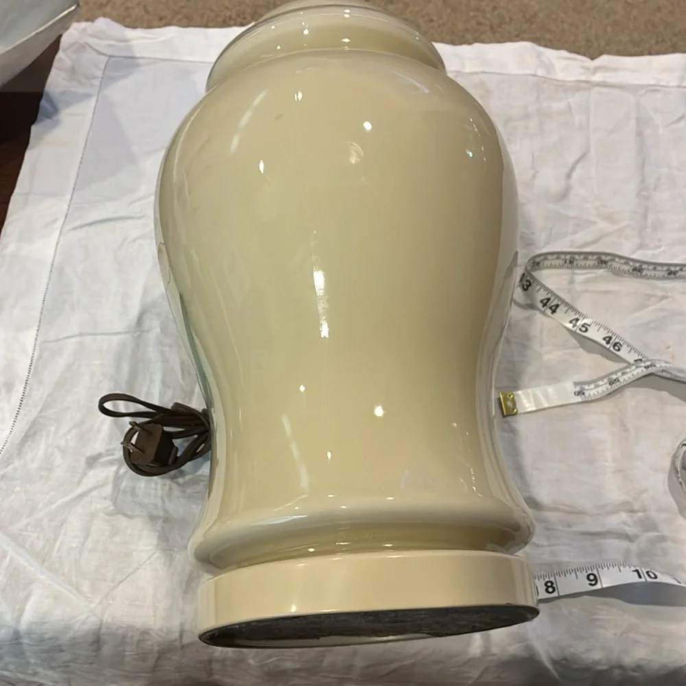 Porcelain & glass Iris and Butterfly Hand Painted Signed Asian Lamp Circa 1980s